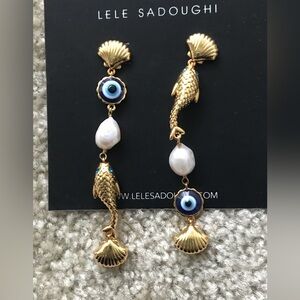 NWOT Lele Sadoughi fish earrings